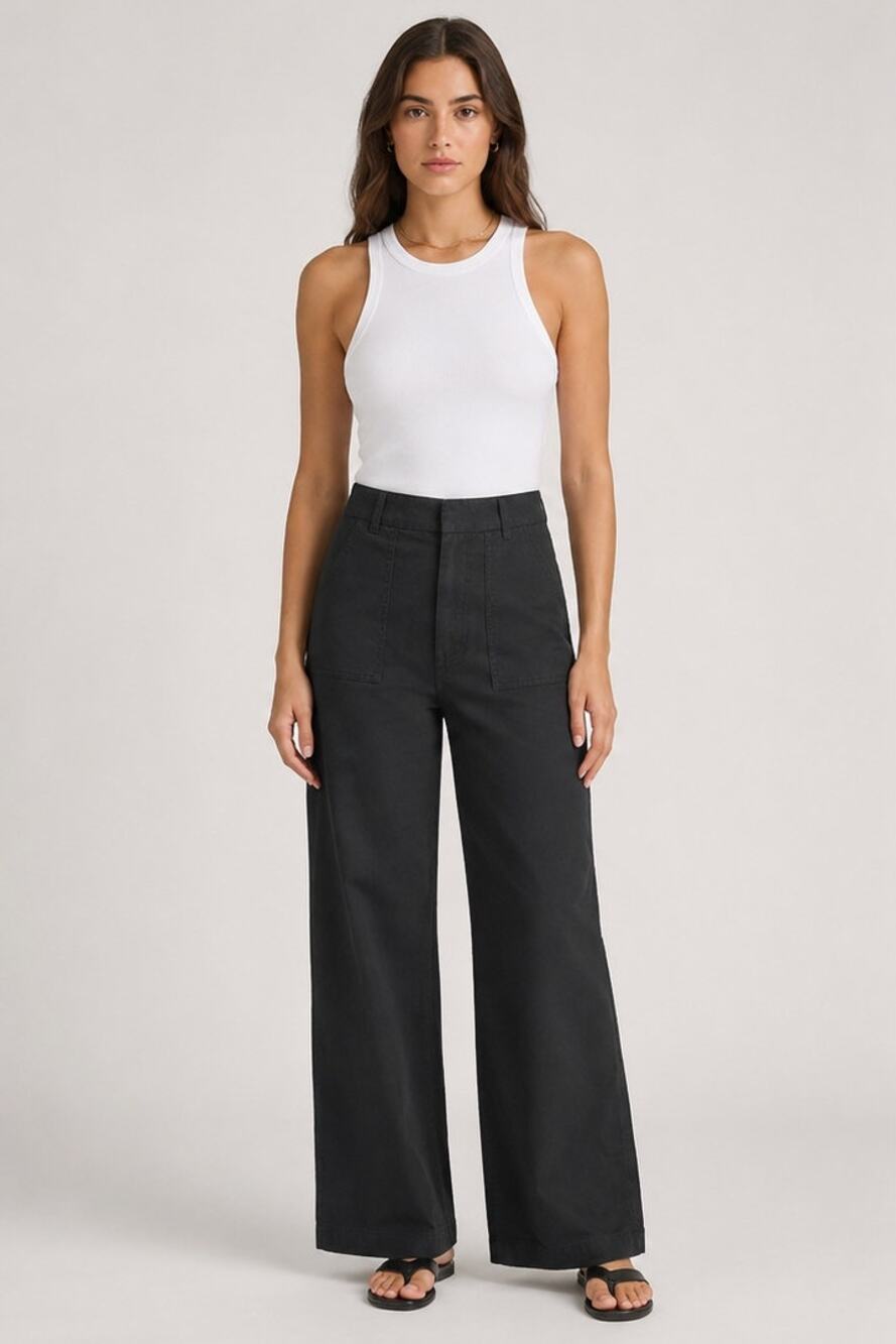 DISSH Wide Leg Tailored Trouser Pants in Black, Size 2